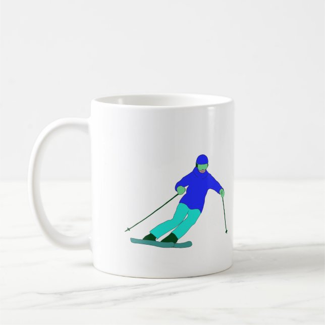 Caneca De Café Esquiador de neve esquiando (Esquerda)