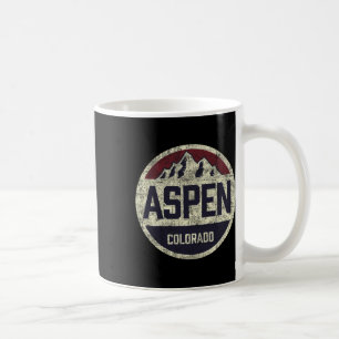 Caneca De Café Esquiando em Círculo de Montanha Vintage Retro Asp