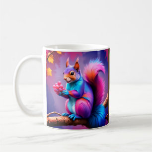 Caneca De Café Esquilo Azul Comendo Uma Fruta