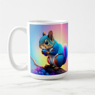Caneca De Café Esquilo Azul Comendo Uma Fruta-323232