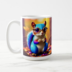 Caneca De Café Esquilo Azul Fofo com Óculos-56786