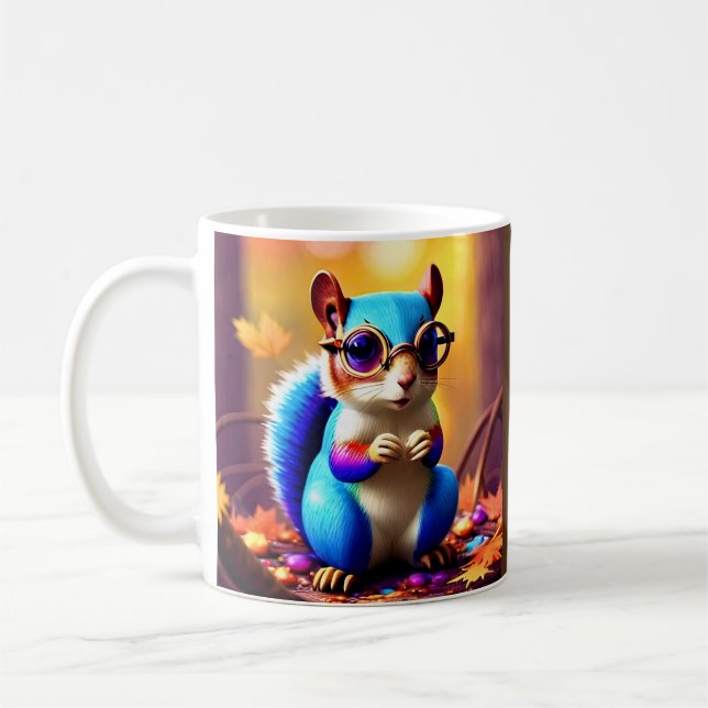 Caneca De Café Esquilo Azul Fofo com Óculos-56786 (Esquerda)