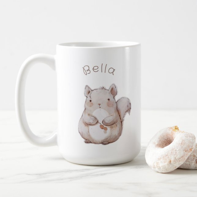 Caneca De Café Esquilo bonito, casaco de bebê personalizado (Com Donut)