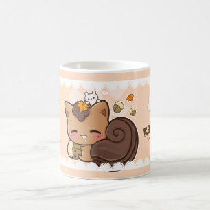 Caneca De Café Esquilo bonito do chibi com castanha do kawaii