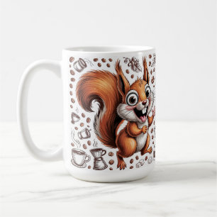 Caneca De Café Esquilo Cafeinado Amante de Café Engraçado Anim
