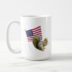 Caneca De Café Esquilo com a bandeira americana Mug