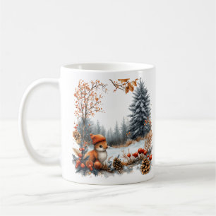 Caneca De Café Esquilo de Inverno Personalizado na Floresta Geada