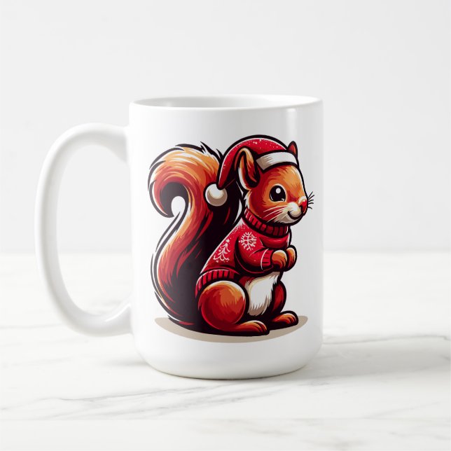 Caneca De Café Esquilo de Natal com Santa Hat, Esquilo de Natal (Esquerda)