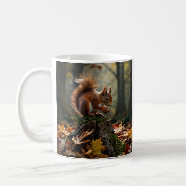 Caneca De Café Esquilo do Bosque Outonal (Esquerda)