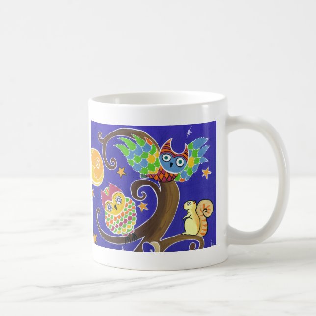Caneca De Café esquilo e corujas (Direita)