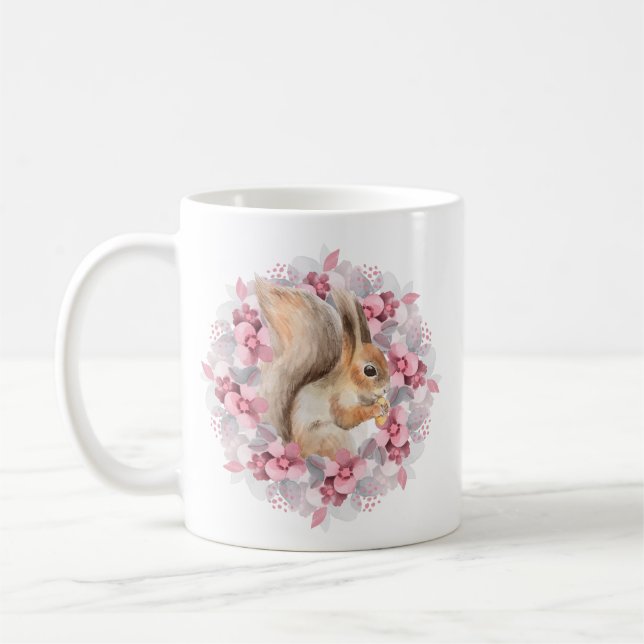 Caneca De Café Esquilo e flores (Esquerda)