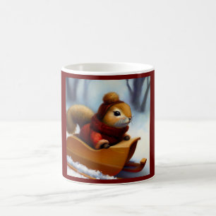 Caneca De Café Esquilo Em Um Sleigh