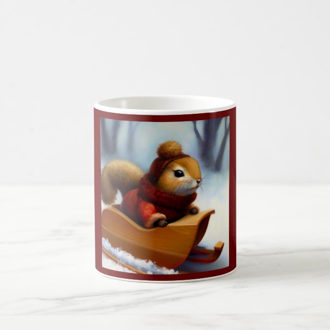 Caneca De Café Esquilo Em Um Sleigh (Centro)