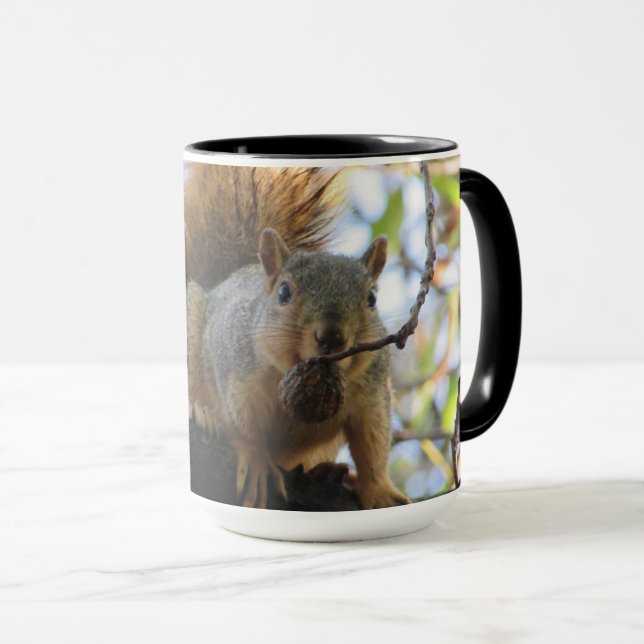 Caneca de Café Esquilo Engraçado Fofo (Frente Esquerda)