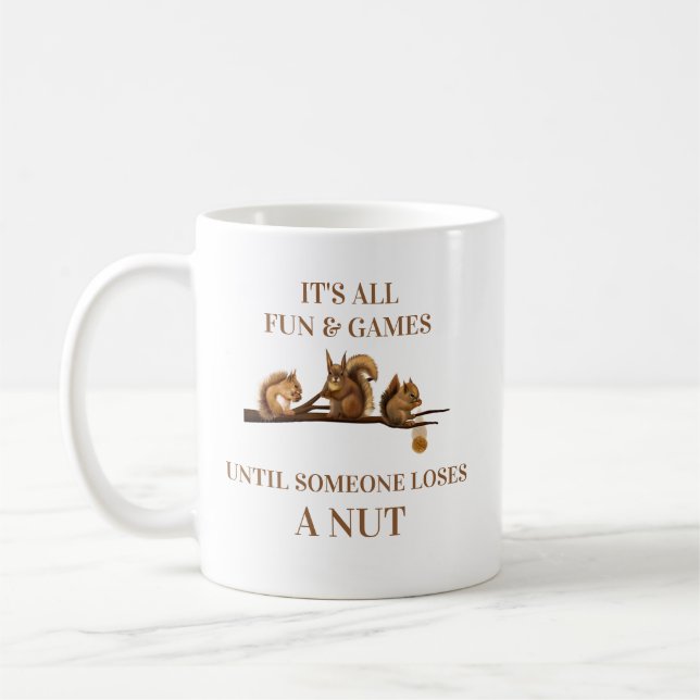 Caneca De Café Esquilo Engraçado Todo Divertido E Jogos Até (Esquerda)