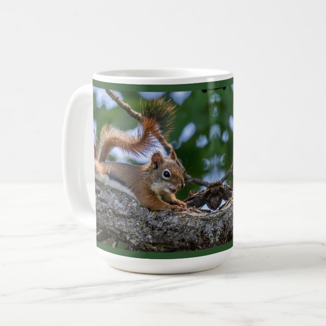 Caneca De Café Esquilo Feliz (Frente Esquerda)