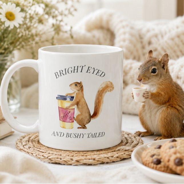 Caneca De Café Esquilo Fofo Olhos Brilhantes Rabo Fofinho  (Criador carregado)