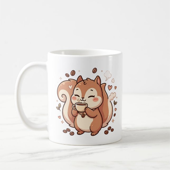 Caneca de Café Esquilo Kawaii (Esquerda)