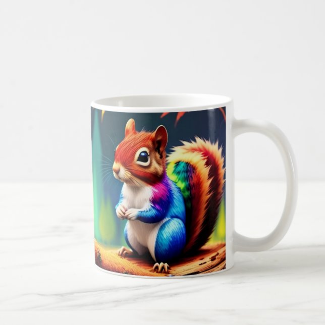 Caneca De Café Esquilo Sentado Colorido Fofo-75463 (Direita)