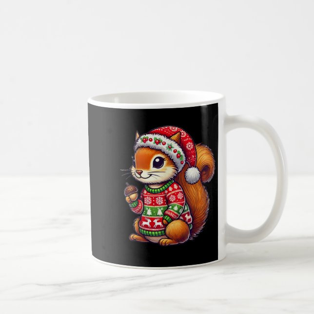 Caneca De Café Esquilo Ugly Sweater Natal (Direita)