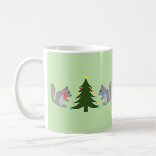 Caneca De Café Esquilos Decorantes de Árvores de Natal