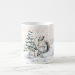 Caneca De Café Esquilos na floresta de inverno