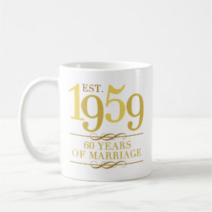 Caneca De Café Est. 1959 60º Aniversário de Casamento