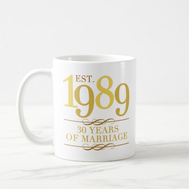 Caneca De Café Est. Aniversário de Casamento de 30 de 1989 (Esquerda)