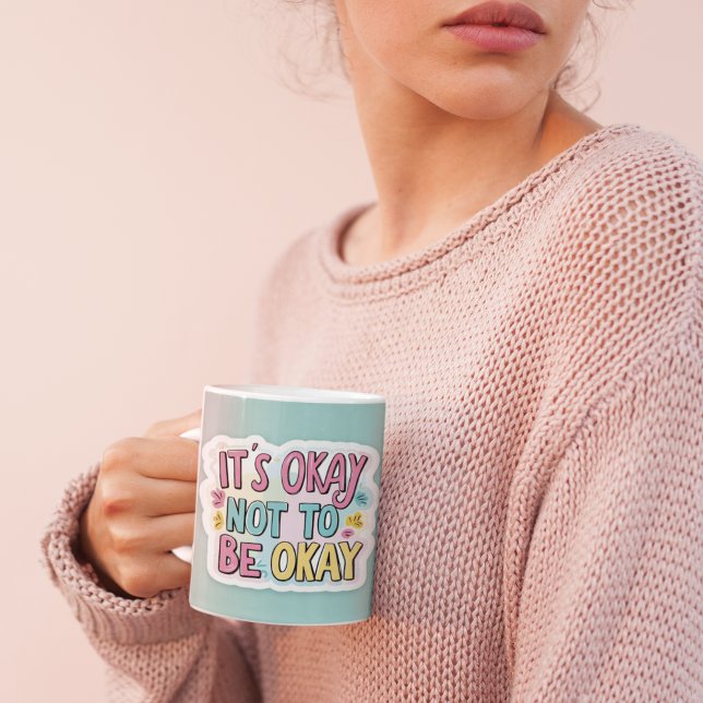Caneca De Café Está tudo bem não ficar bem, Mug (Go easy on yourself with this, "It's okay not to be okay" mug! )