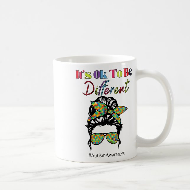 Caneca De Café Está tudo bem ser diferente mês de consciência do  (Direita)