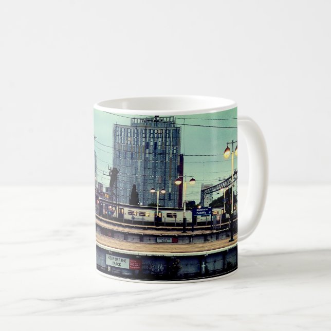 Caneca De Café Estação de Manchester, com vista (Frente Esquerda)