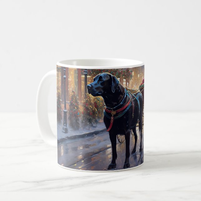 Caneca De Café Estação Festiva de Natal Black Labrador (Frente Esquerda)
