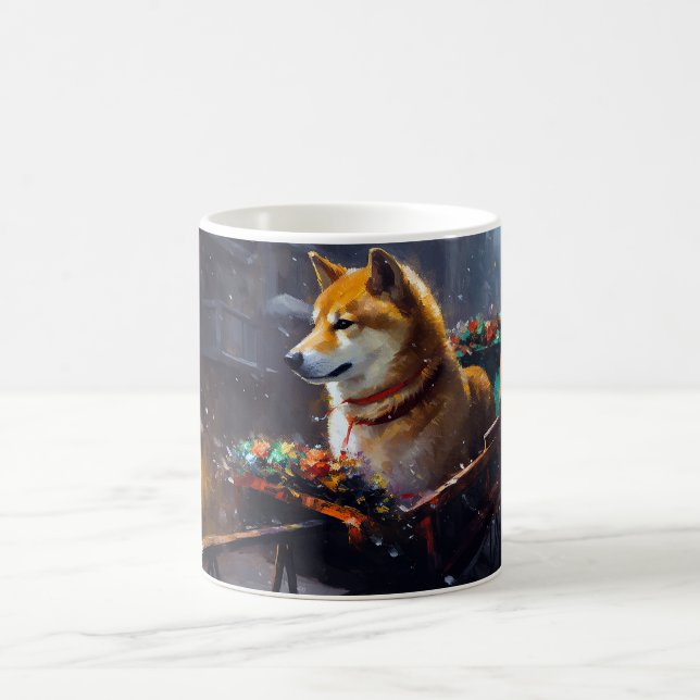 Caneca De Café Estação Festiva de Natal Shiba Inu (Centro)
