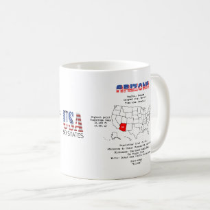 Caneca De Café Estado americano arizona em um mapa e informações 