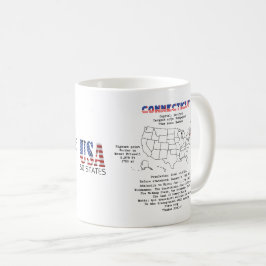 Caneca De Café Estado americano de Connecticut em um mapa e detal