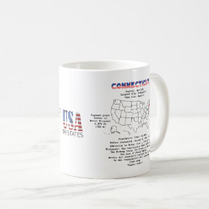 Caneca De Café Estado americano de Connecticut em um mapa e detal