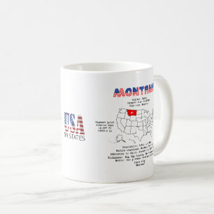 Caneca De Café Estado americano de Montana em um mapa e informaç