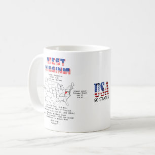 Caneca De Café Estado americano de West Virginia em um mapa