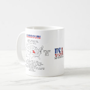Caneca De Café Estado americano do Missouri em um mapa e informaç