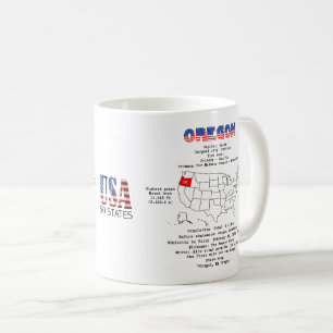 Caneca De Café Estado Americano do Oregon num mapa e informaçõe