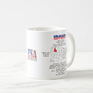Caneca De Café Estado Americano Idaho em um mapa e informações út