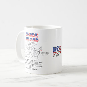 Caneca De Café Estado Americano Rhode Island em um mapa e detalhe