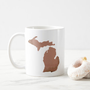 Caneca De Café Estado da Silhouette de Cobre do Michigan