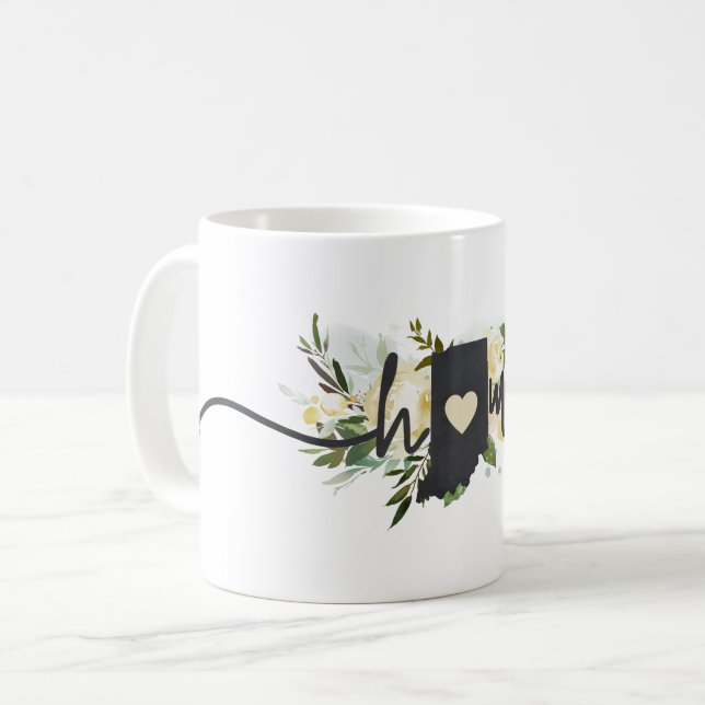 Caneca De Café Estado de Indiana Personalizou Sua Rústica Cidade (Frente Esquerda)