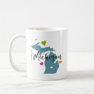 Caneca De Café Estado de Michigan com Corações