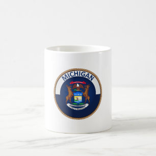 Caneca De Café Estado de selo da bandeira de Michigan