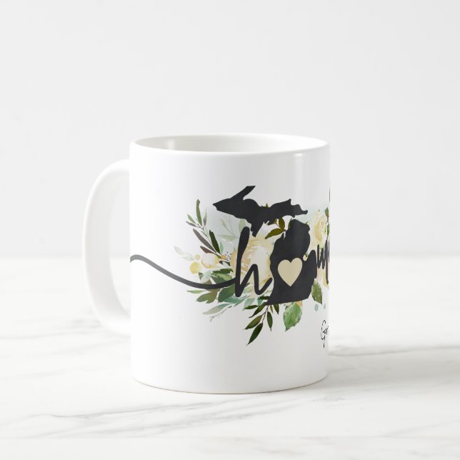 Caneca De Café Estado do Michigan Personalizou Sua Russa Cidade (Frente Esquerda)