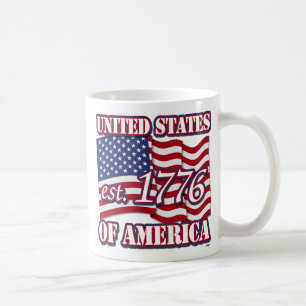 Caneca De Café Estados Unidos da América est 1776 com USA Flag