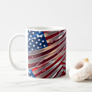 Caneca De Café Estados Unidos Flag American Blue Red Strokes Star