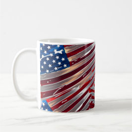 Caneca De Café Estados Unidos Flag American Blue Red Strokes Star